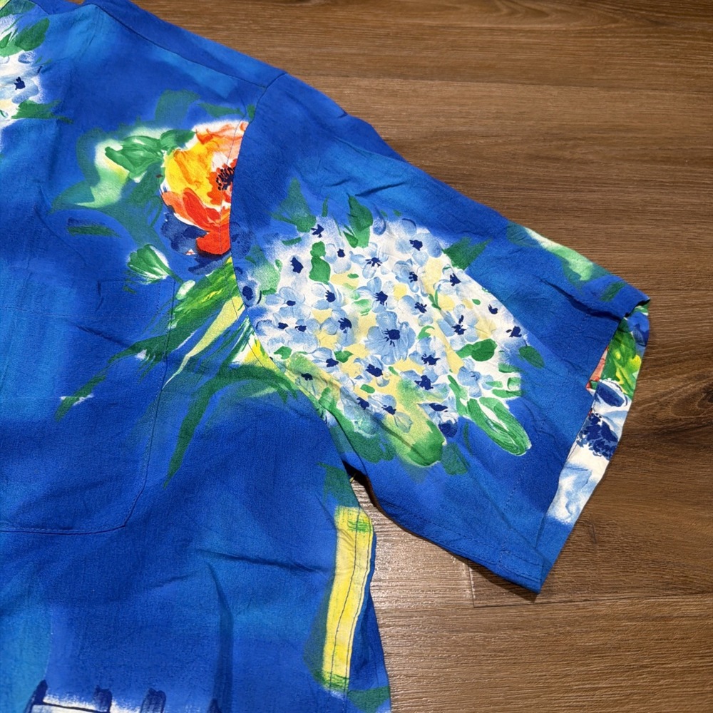 JAMS WORLD Men's XL Hawaiian Button Shirt "Bludrangea" Floral Blue 100% Rayon - Picture 3 of 11